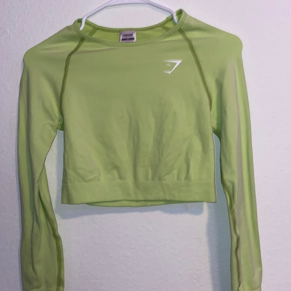 Lime green long sleeve Gymshark crop top